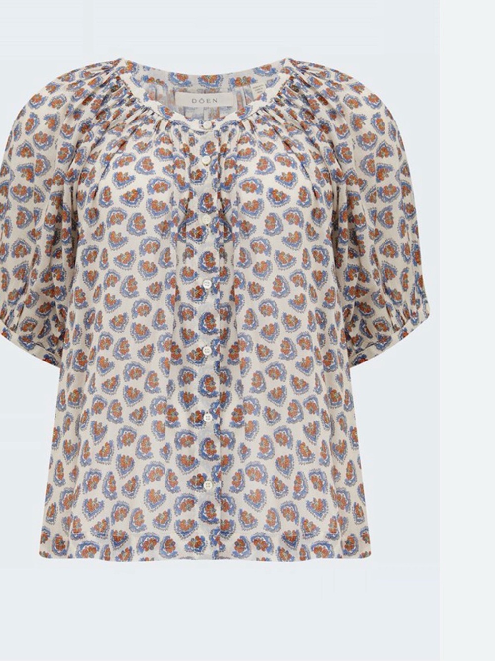 DOEN White Paisley Button-Front Peasant Blouse-June size small